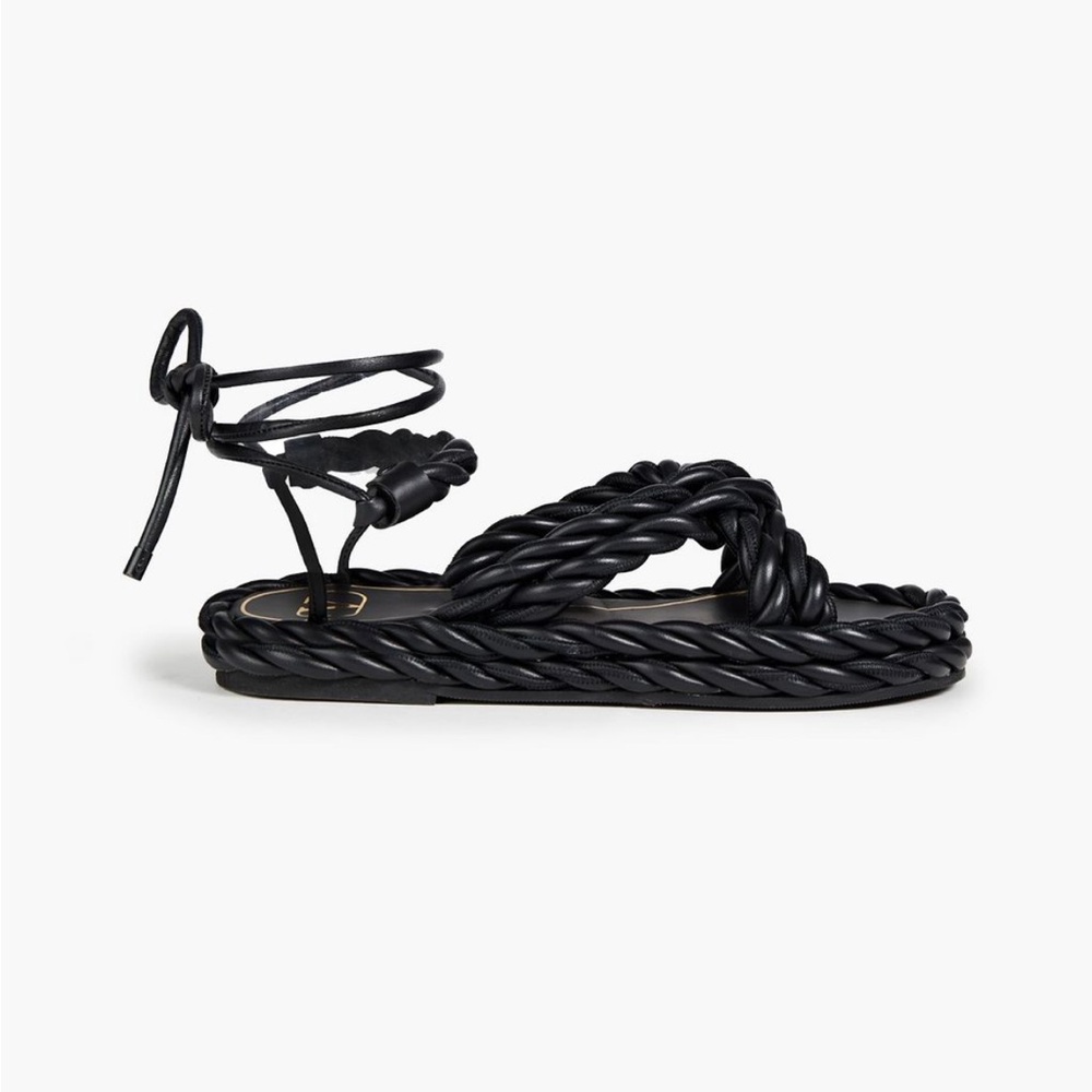 Valentino Garavani Black Platform Ankle Tie Sandals